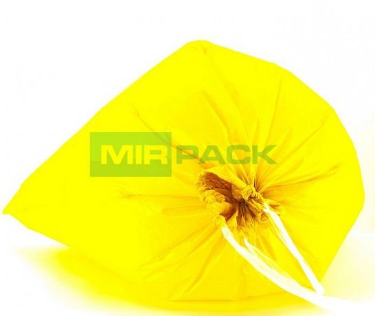 Мешки для мусора с завязками 60 литров, 40 мкм, 10 штук, ПCД, желтые - Вид 4